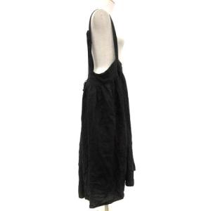 nest Robe ジャンパースカート ワンピース ロング ミモレ丈 フレア 麻 リネン 黒 ブラック