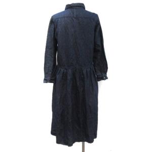 nest Robe bisque シャツワンピース ロング マキシ丈 デニム 長袖 麻混 リネン混 紺 ネイビー インディゴ