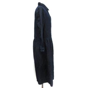 nest Robe bisque シャツワンピース ロング マキシ丈 デニム 長袖 麻混 リネン混 紺 ネイビー インディゴ