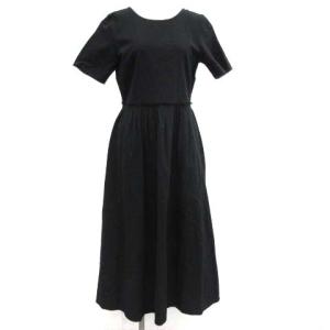 ワンピース 半袖 ロング マキシ丈 XS 黒 ブラック
