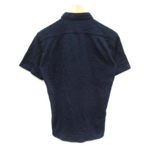 GUY ROVER Cut&Sewn ポロシャツ 半袖 鹿の子 ホリゾンタルカラー ボタンダウン イタリア製 刺繍 M 紺 ネイビー