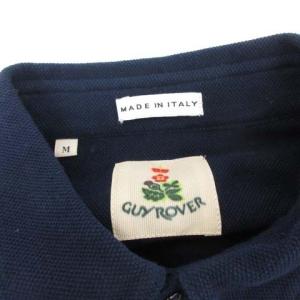 GUY ROVER Cut&Sewn ポロシャツ 半袖 鹿の子 ホリゾンタルカラー ボタンダウン イタリア製 刺繍 M 紺 ネイビー