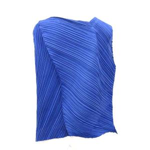 PLEATS PLEASE ISSEY MIYAKE 19SS カットソー ノースリーブ 変形 アシンメトリー 3 L 青