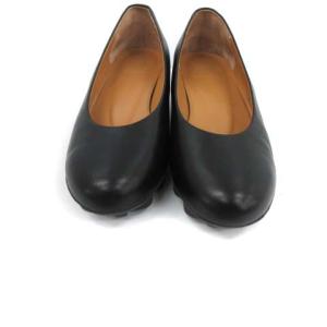 PLEATS PLEASE ISSEY MIYAKE ウェッジソール レザー パンプス 22cm 黒