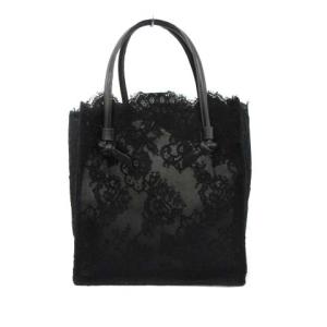 Ermanno Scervino 21SS トートバッグ ハンドバッグ スクエア ロゴ 総レース 黒 ブラック
