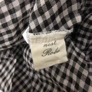 nest Robe セットアップ 上下 ブラウス ドルマンスリーブ スカート フレア リネン ギンガムチェック 白 ホワイト 黒 ブラック