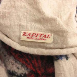 KAPITAL ストール マフラー ニット 総柄 ベージュ 赤 レッド