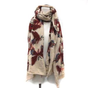 KAPITAL ストール マフラー ニット 総柄 ベージュ 赤 レッド