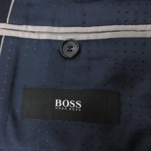 HUGO BOSS テーラードジャケット シングル 2B サイドベンツ メタルボタン ウール 46 S ネイビー