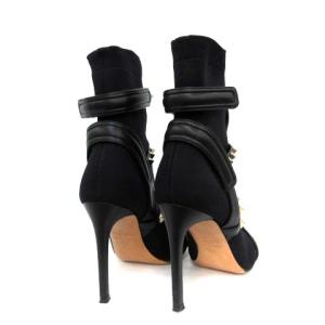 VALENTINO GARAVANI ショートブーツ ハイヒール ピンヒール ストレッチ ロックスタッズ 35.5 22.5cm 黒 ブラック ゴールド