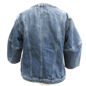 alice + olivia XS Gジャン ジージャン デニムジャケット ノーカラー ジップアップ 五分袖 青 ブルー