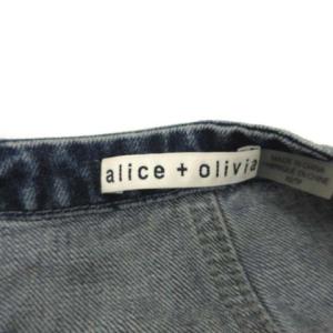 alice + olivia XS Gジャン ジージャン デニムジャケット ノーカラー ジップアップ 五分袖 青 ブルー