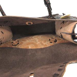 CARVING TRIBES ハンドバッグ カウレザー F S 茶 ダークブラウン