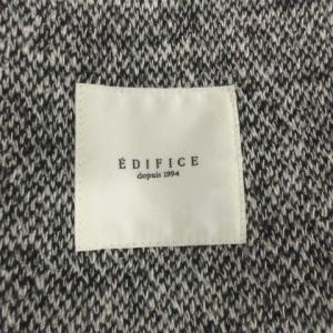 EDIFICE 17AW 48 M テーラードジャケット ダブル 6B ノーベント チェック ウール混 黒 ブラック