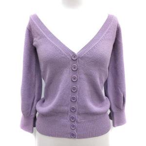 カーディガン ボリューム袖スリーブ S パープル