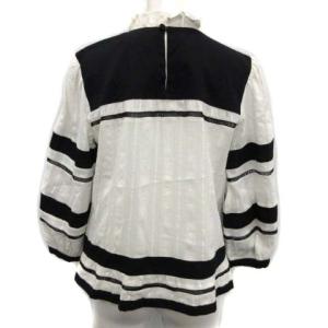 ISABEL MARANT ETOILE 19AW ブラウス シャツ 七分袖 フリル スタンドカラー バイカラー 36 S 白 ホワイト 黒 ブラック