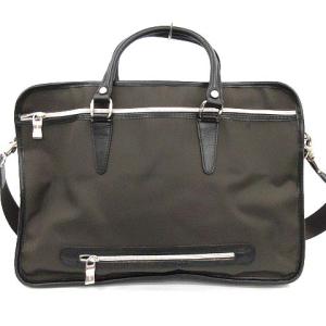 Orobianco ビジネスバッグ ブリーフケース ハンドバッグ ショルダーバッグ 2WAY レザー ナイロン 茶 ダークブラウン