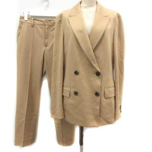 スーツ セットアップ パンツ テーラードジャケット ダブル 麻 リネン 38 M ベージュ