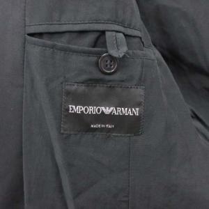 EMPORIO ARMANI テーラードジャケット シングル 1B 刺繍 センターベント イタリア製 ウール シルク混 絹混 44 L 黒 ブラック