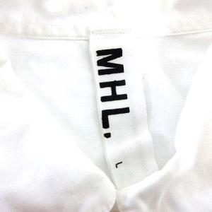 MHL. シャツ ボタンダウン 半袖 無地 L 白 ホワイト