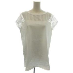 17SS カットソー ブラウス 半袖 フレンチスリーブ シースルー 切替 2 M ホワイト