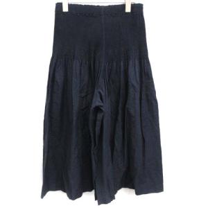 me ISSEY MIYAKE ガウチョパンツ イージー 切替 コットン 紺 ネイビー