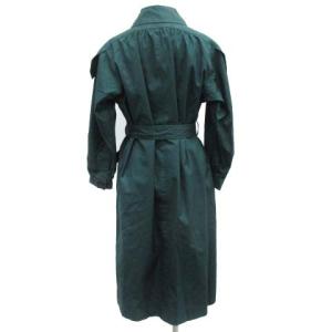YVES SAINT LAURENT ヴィンテージ 80’S 90’S ステンカラーコート バルマカーンコート 春アウター ロング 比翼 ベルト 緑 グリーン