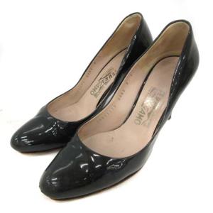 Salvatore Ferragamo エナメルハイヒールパンプス ブラック