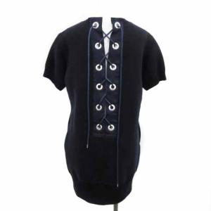 sacai 18AW バックレースアップ スウェットワンピース ひざ丈 1 S 紺