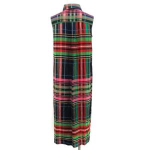 Grace Class ボノット BONOTTO 19SS シャツワンピース ロング ミモレ丈 ノースリーブ 比翼 チェック 36 S 紺 ネイビー