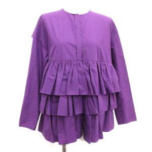 18SS ギャザーフリルブラウス シャツ アシンメトリー パープル