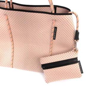 STATE OF ESCAPE トートバッグ ハンドバッグ ネオプレン ポーチ付 パンチング ピンクベージュ