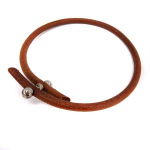 3ボール チョーカー ブレスレット 2WAY レザー 茶色 ブラウン