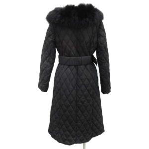 GRACE CONTINENTAL ダウンコート キルティングコート 中綿 ロング フォックスファー ベルト 36 S 黒 ブラック