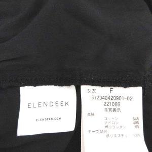 ELENDEEK ブラウス カットソー プルオーバー パフスリーブ Vネック 長袖 F 黒 ブラック