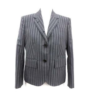 17SS テーラードジャケット サイドベンツ ストライプ アウター モヘヤ混 40 L グレー ホワイト 白