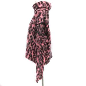 CELINE シャギーニット セーター タートルネック レオパード モヘヤ ウール混 ピンク