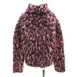 CELINE シャギーニット セーター タートルネック レオパード モヘヤ ウール混 ピンク