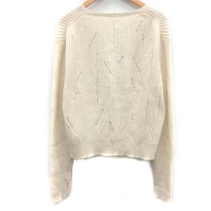 Helmut Lang M セーター リブニット ダメージ加工 長袖 アイボリー
