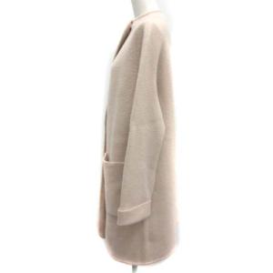 J&M DAVIDSON ミラノリブコート ノーカラー アウター ニット ミドル丈 ロング ベージュ