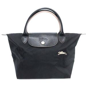 トートバッグ ナイロン 舟形 折り畳み ミニ 刺繍 黒 ブラック