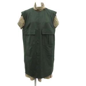 TOGA PULLA 20SS セットアップ チュニック パンツ フロントポケット 38 36 カーキ