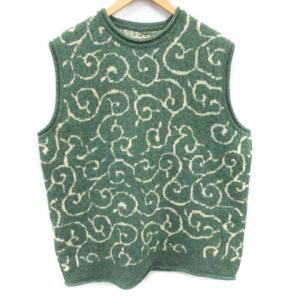 18SS 7G Shetland Wool Arabesque Vest ベスト ニット プルオーバー 唐草模様 総柄 ウール