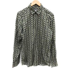 GOLD シャツ スタンダードカラー 長袖 40 ブラック イエロー