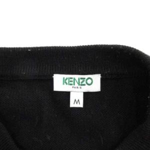 KENZO ニット セーター 長袖 クルーネック ロゴ ウール M 黒 ブラック