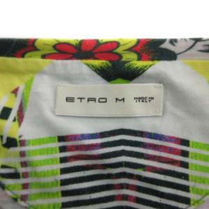 ETRO Tシャツ カットソー 半袖 総柄 ペイズリー柄 花柄 フラワー イタリア製 M 緑 グリーン 赤 レッド 黄 イエロー