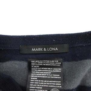 MARK&LONA ニット カットソー ボーダー Vネック スカル ドクロ ウール L グレー 赤 レッド 紺 ネイビー