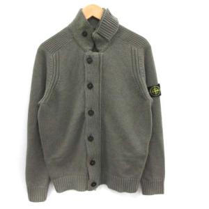 STONE ISLAND カーディガン ジャケット ニット ロゴパッチ ウール M カーキ