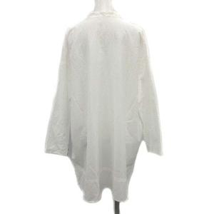 HOUSE OF LOTUS シルクタフタカラーステッチスタンドカラーブラウス シャツ オーバーサイズ 長袖 M 白 ホワイト