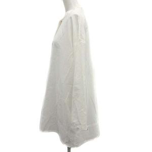 HOUSE OF LOTUS シルクタフタカラーステッチスタンドカラーブラウス シャツ オーバーサイズ 長袖 M 白 ホワイト